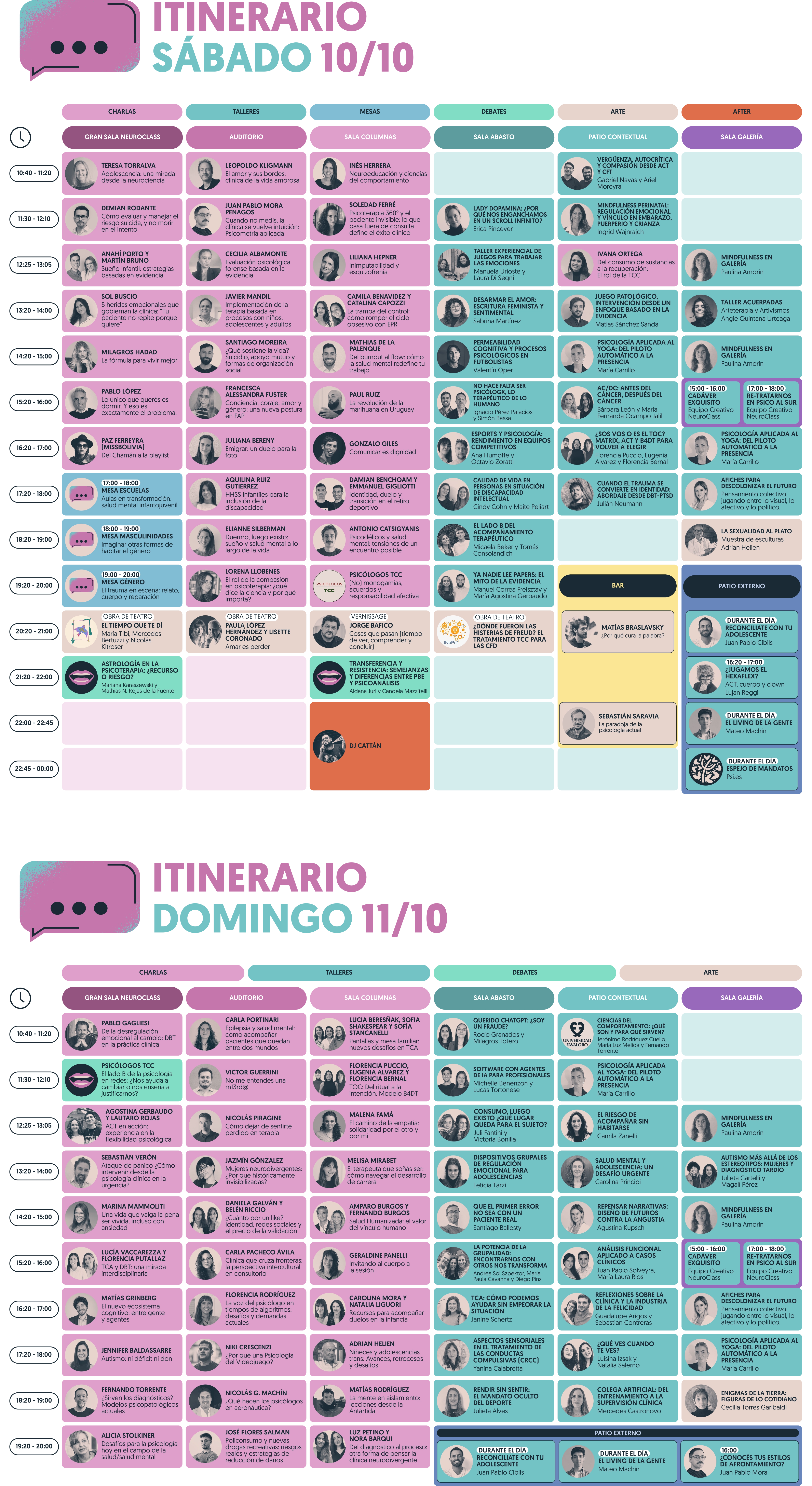 Itinerario sábado y domingo